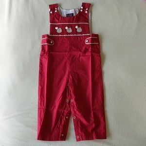 NWT Holiday Smocked Overalls w/Santas Size 2T